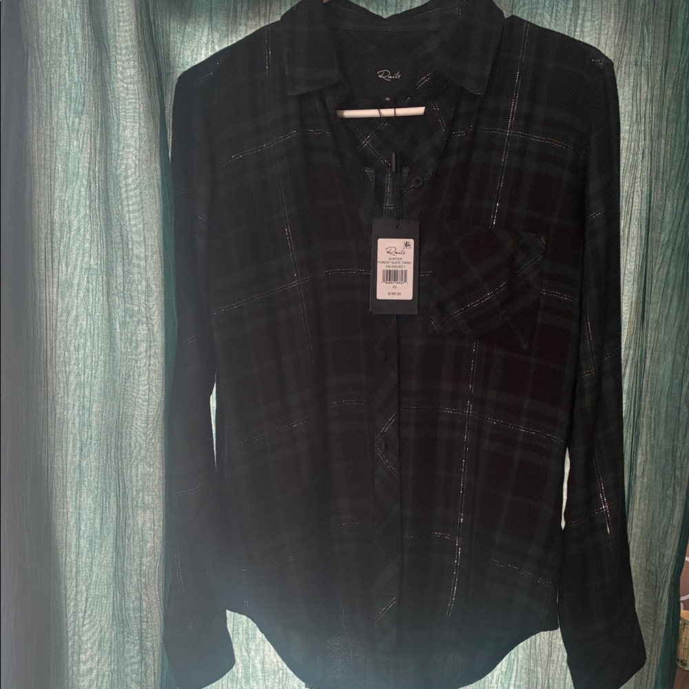 Rails Rails Hunter Forest Slate Tinsel Plaid